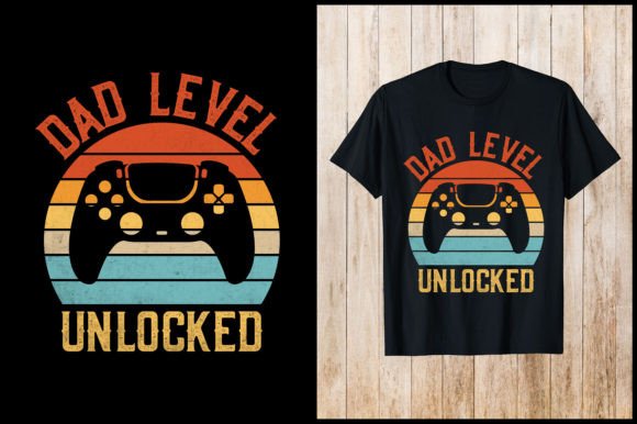 Dad Level Unlocked Retro Gaming T-Shirt Design